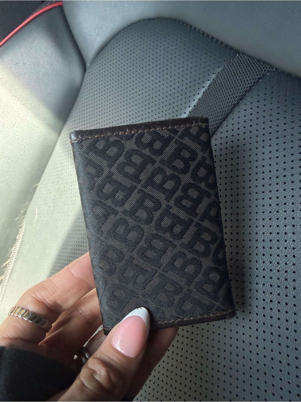 Bally Dark Brown Monogram Bifold Card Holder